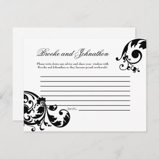 書き込み可能なアドバイスカード白黒フローラファイルツリー アドバイスカード (正面/裏面)