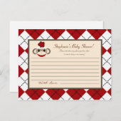 書き込み可能なアドバイスカード赤いソックモンキーアーガイル アドバイスカード (正面/裏面)