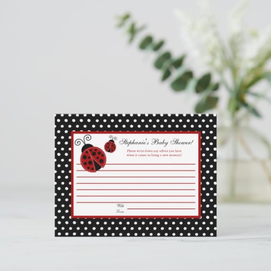 書き込み可能なアドバイスカード赤いLadybug アドバイスカード (スタンド正面)