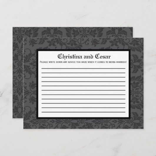 書き込み可能なアドバイスカード黒グレーフォーマルゴシックプリン アドバイスカード (正面/裏面)