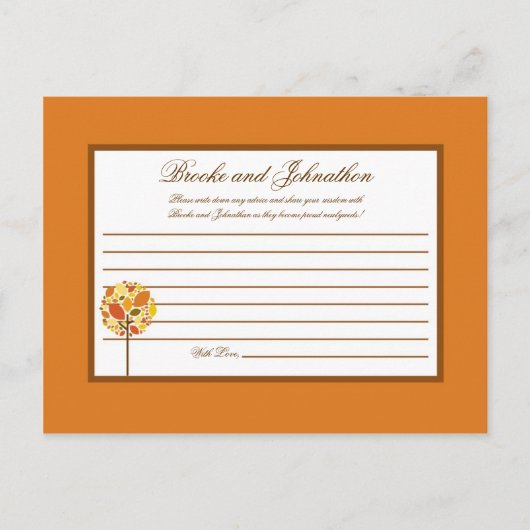 書き込み可能なアドバイスモダンカード秋のツリー秋 アドバイスカード (正面)