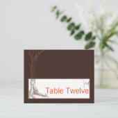 書き込み可能な場所秋ツリーイニシャル彫刻の秋 ポストカード (スタンド正面)