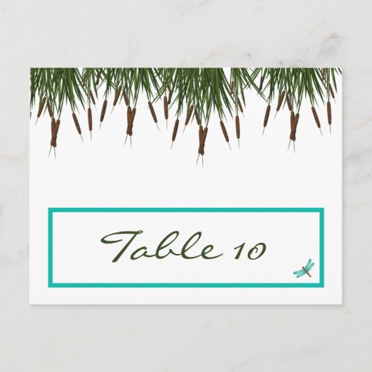 書き込み可能な座席表のcattail/DragonflyカラーGre ポストカード (正面)