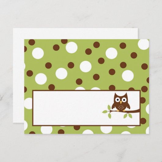 書き込み可能な座席表ウッドランドフレンズフクロウ ポストカード (正面/裏面)