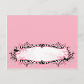 書き込み可能な座席表ガーリーバタフライゼブラ印刷 ポストカード (正面)