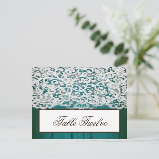 書き込み可能な座席表散在ティール(緑がかった色)ウッドレース ポストカード (スタンド正面)