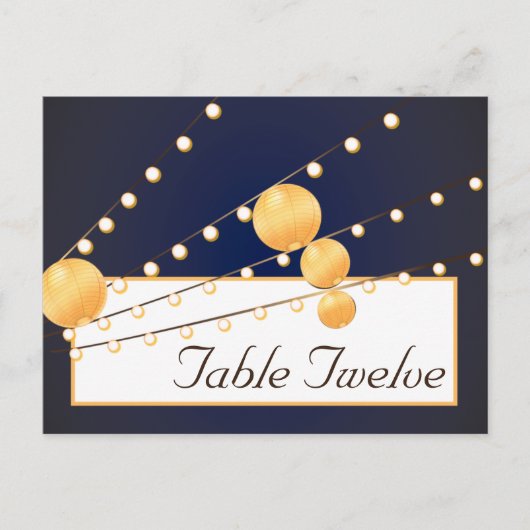 書き込み可能な座席表紙ランタンon Blue Chinees ポストカード (正面)