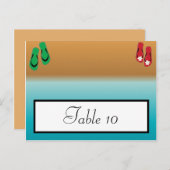 書き込み可能な座席表His/Her Sandals onビーチプラム ポストカード (正面/裏面)