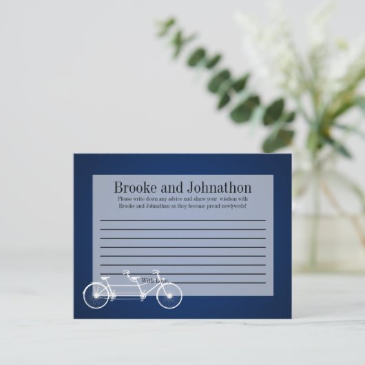 書き込み可能アドバイスカお洒落ードネイビーダブルバイク アドバイスカード (スタンド正面)