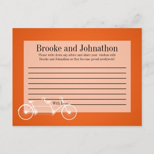 書き込み可能アドバイスカーお洒落ドOrangeダブルバイク アドバイスカード (正面)
