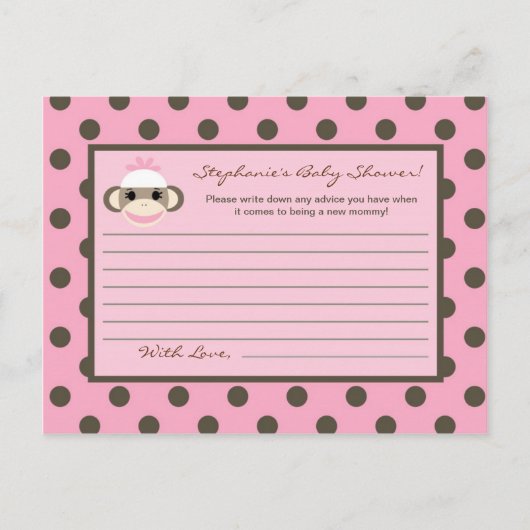 書き込み可能アドバイスカードピンクソックモンキー アドバイスカード (正面)