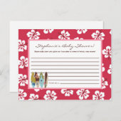 書き込み可能アドバイスカードピンクハワイアンルアウ(ハワイ式宴会)トロピカル アドバイスカード (正面/裏面)