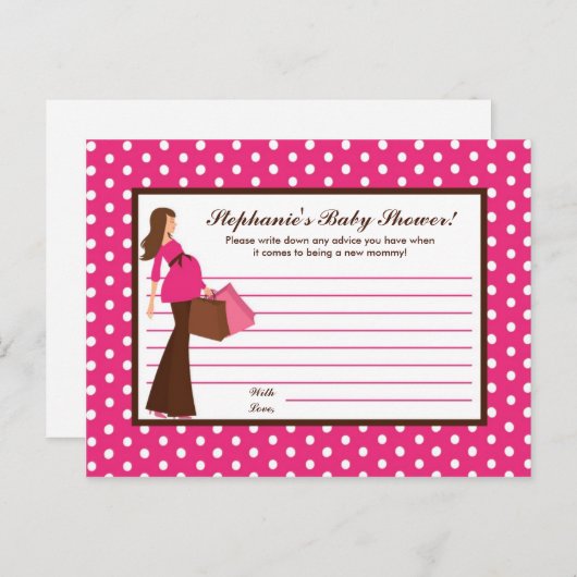 書き込み可能アドバイスカードピンクモダンママ水玉模様 アドバイスカード (正面/裏面)