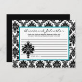 書き込み可能アドバイスカードブラックティール(緑がかった色)ダマスクレース アドバイスカード (正面/裏面)