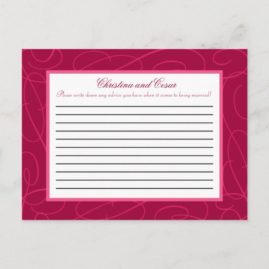 書き込み可能アドバイスカードラズベリーピンクループ/渦巻き旋回B アドバイスカード (正面)