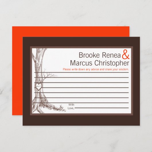 書き込み可能アドバイスカード秋ツリーイニシャル彫刻 アドバイスカード (正面/裏面)