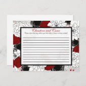 書き込み可能アドバイスカード黒い花葉赤色 アドバイスカード (正面/裏面)