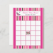 書き込み可能ビンゴカードガールピンクパンロックギター インビテーションポストカード (正面/裏面)