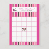 書き込み可能ビンゴカードガールピンクパンロックギター インビテーションポストカード (正面)