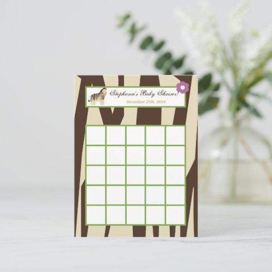 書き込み可能ビンゴカードジャカナ紫色の動物 インビテーションポストカード (スタンド正面)