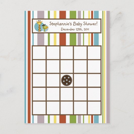 書き込み可能ビンゴカードジャングルテイルズサファリ インビテーションポストカード (正面)