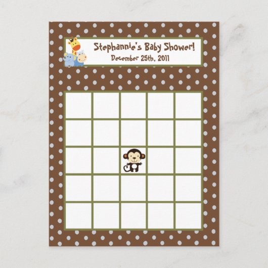 書き込み可能ビンゴカードジャングル遊 インビテーションポストカード (正面)