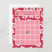 書き込み可能ビンゴカードピンクハワイアンルアウ(ハワイ式宴会)トロピカル インビテーションポストカード (正面/裏面)