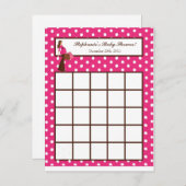書き込み可能ビンゴカードピンクモダンママ水玉模様 インビテーションポストカード (正面/裏面)