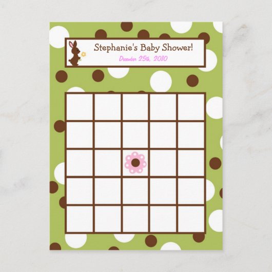 書き込み可能ビンゴカードフォレストフレンズBunny インビテーションポストカード (正面)