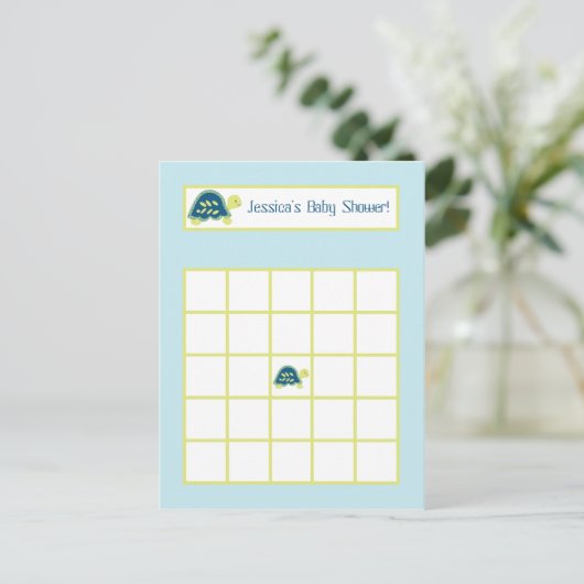 書き込み可能ビンゴカードブルーウミガメ インビテーションポストカード (スタンド正面)