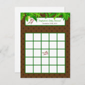 書き込み可能ビンゴカードモンキースイングジャングルサファリ動物園 インビテーションポストカード (正面/裏面)