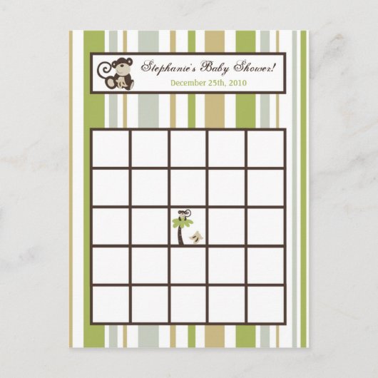 書き込み可能ビンゴカードモンキー時間動物園 インビテーションポストカード (正面)