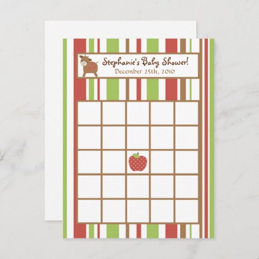 書き込み可能ビンゴカードレッドバーンファーム動物 インビテーションポストカード (正面/裏面)