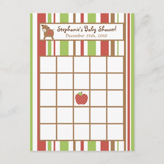 書き込み可能ビンゴカードレッドバーンファーム動物 インビテーションポストカード (正面)