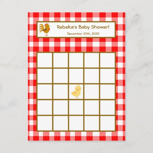 書き込み可能ビンゴカードレッドバーンファーム動物 インビテーションポストカード (正面)