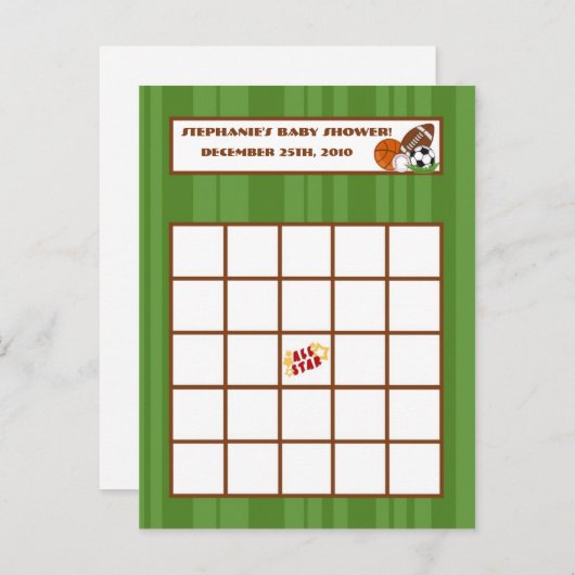 書き込み可能ビンゴカード全星グリーン インビテーションポストカード (正面/裏面)