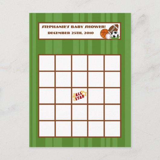 書き込み可能ビンゴカード全星グリーン インビテーションポストカード (正面)