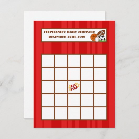 書き込み可能ビンゴカード全星赤 インビテーションポストカード (正面/裏面)