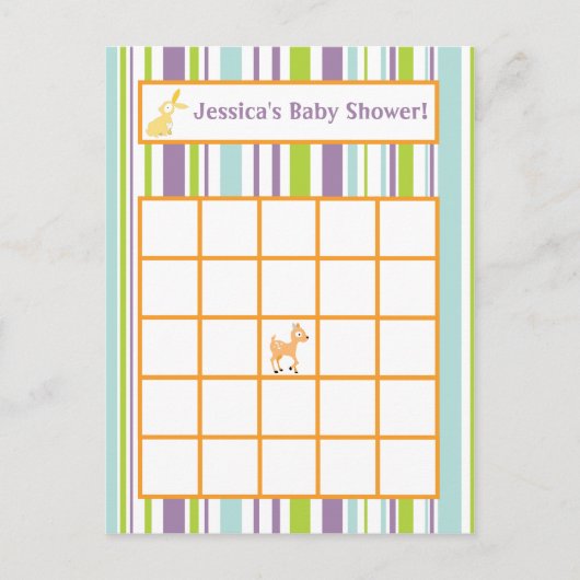 書き込み可能ビンゴカード毛皮のウッドランド動物 インビテーションポストカード (正面)