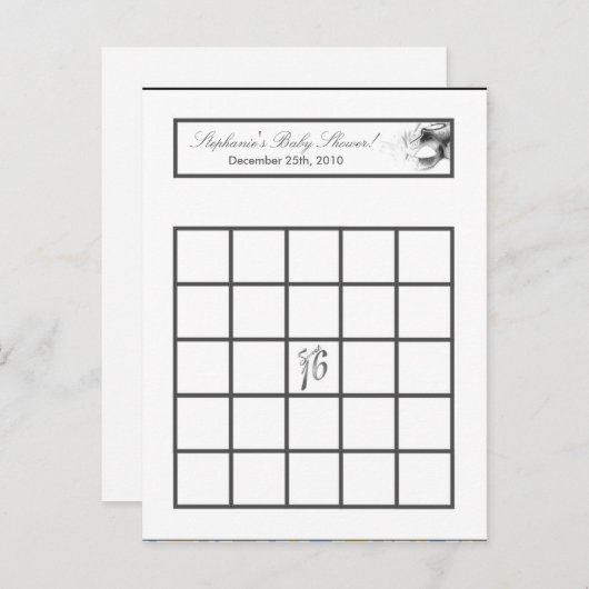 書き込み可能ビンゴカード甘い16シルバーホワイトパーティー インビテーションポストカード (正面/裏面)