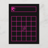 書き込み可能ビンゴカード甘い16ホットピンクブラックパーティー インビテーションポストカード (正面)