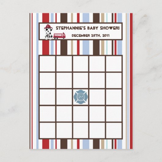 書き込み可能ビンゴカードNojo消防車 インビテーションポストカード (正面)