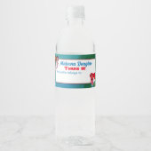 書き込み可能マーメイドタコ、ブルーアクアレッドグリーン ペットボトルラベル (正面)