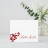 書き込み可能座席表クリムゾンレッドフローラフィリグリー ポストカード (スタンド正面)