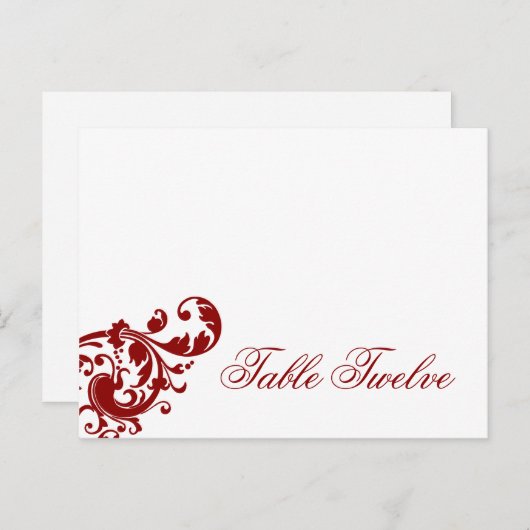 書き込み可能座席表クリムゾンレッドフローラフィリグリー ポストカード (正面/裏面)