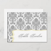 書き込み可能座席表グレーイエローダマスクレースプリント ポストカード (正面/裏面)