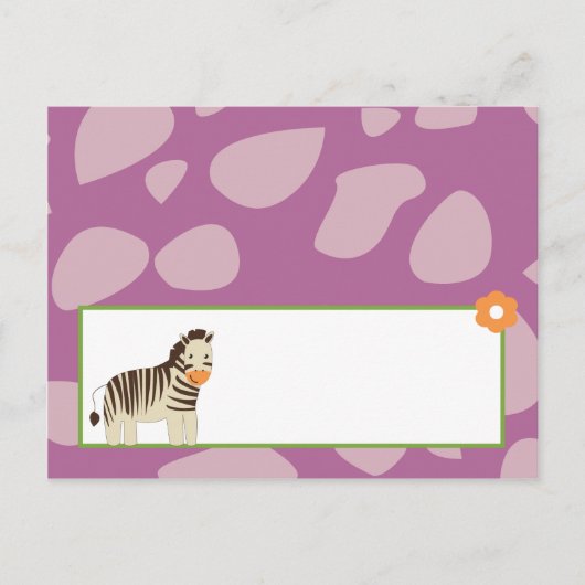 書き込み可能座席表ジャカナ紫色の動物 ポストカード (正面)