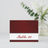 書き込み可能座席表ダークマルーン灰色の渦巻き赤いWh ポストカード (スタンド正面)