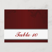 書き込み可能座席表ダークマルーン灰色の渦巻き赤いWh ポストカード (正面)