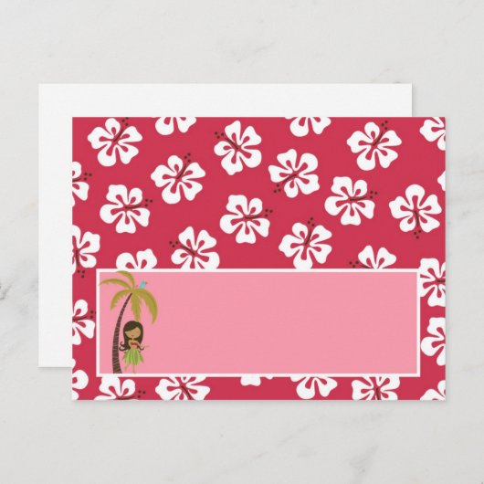 書き込み可能座席表ピンクハワイアンルアウ（ハワイ式宴会）トロピカル ポストカード (正面/裏面)